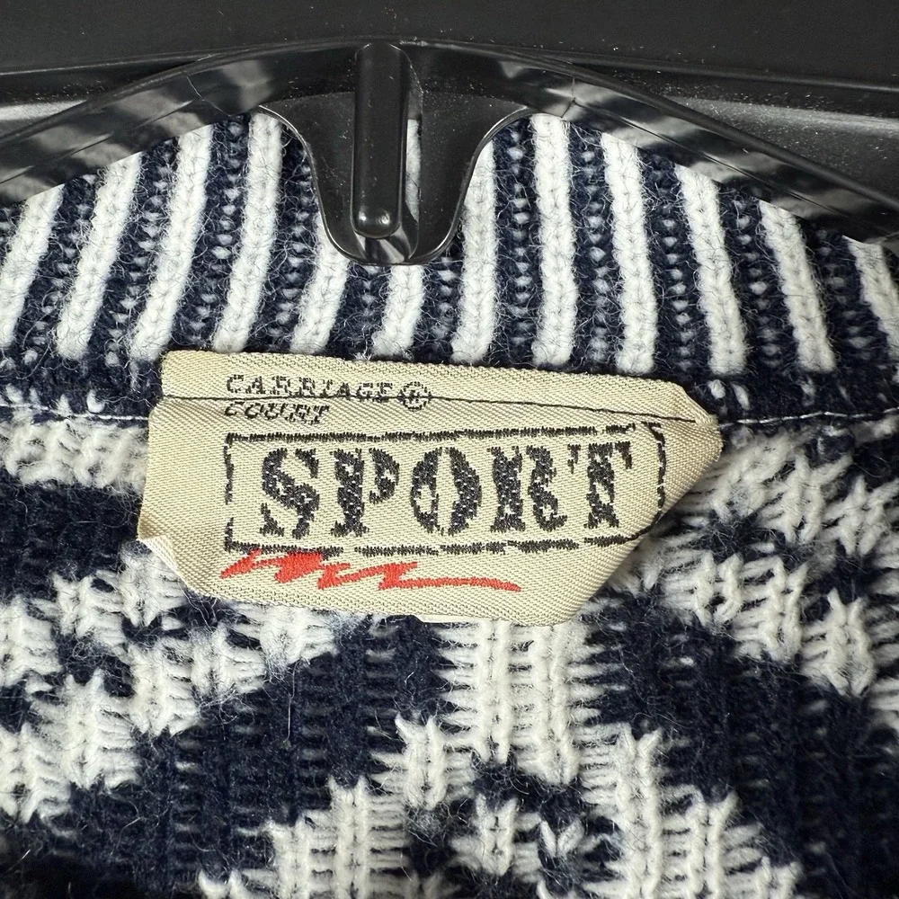 Vintage Carriage Court Sport Crewneck Sweater Women Petite Large Fair Isle Chunk